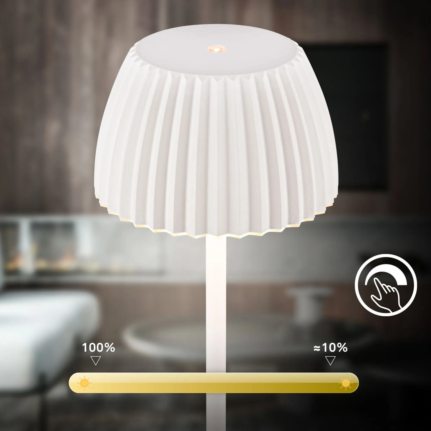Brilo Akku-Stehleuchte Riffle Dimmbar Touch Lichtkante Weiß_6