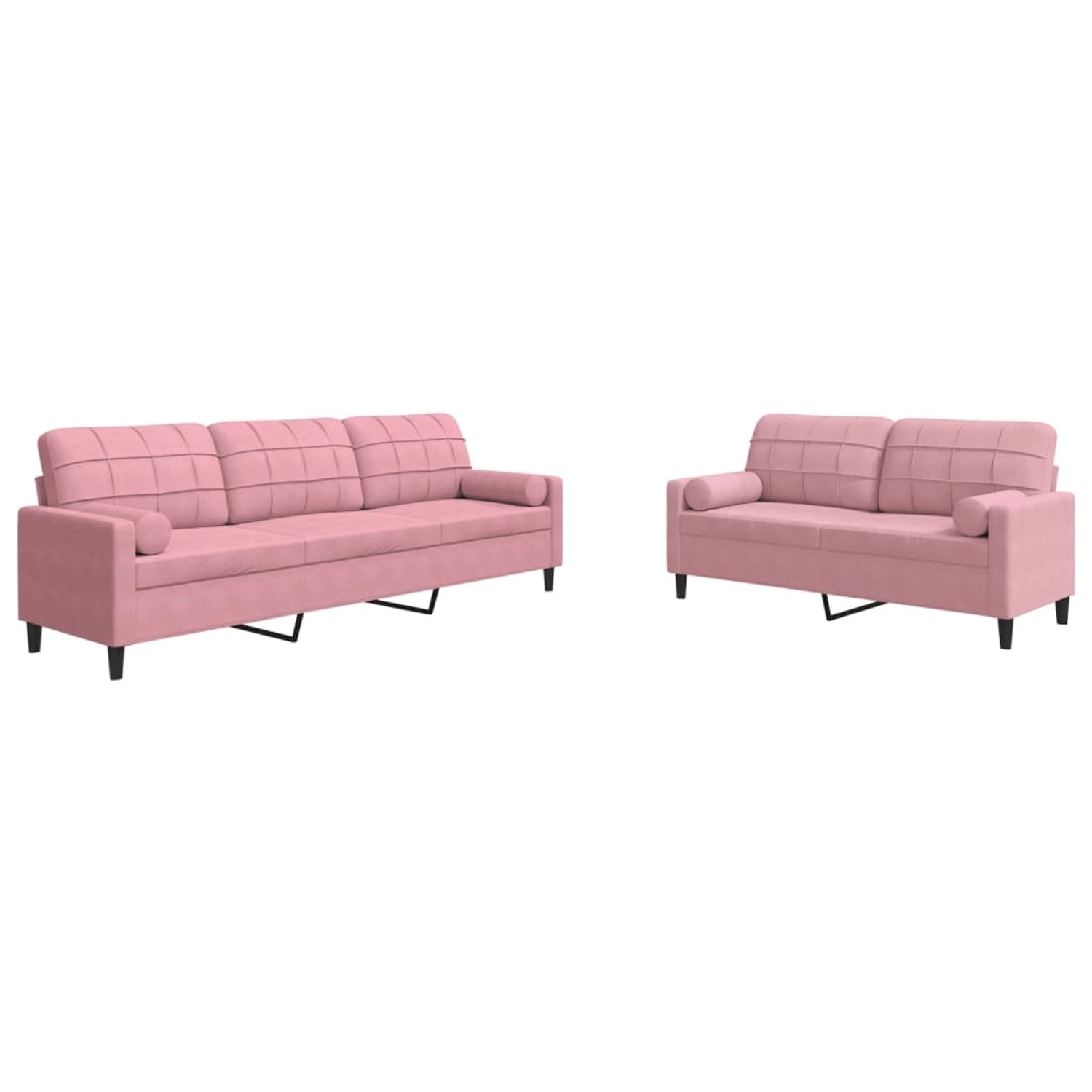 vidaXL 2-Tlg Sofagarnitur mit Kissen und Nackenrollen Rosa Samt 3278494 günstig online kaufen
