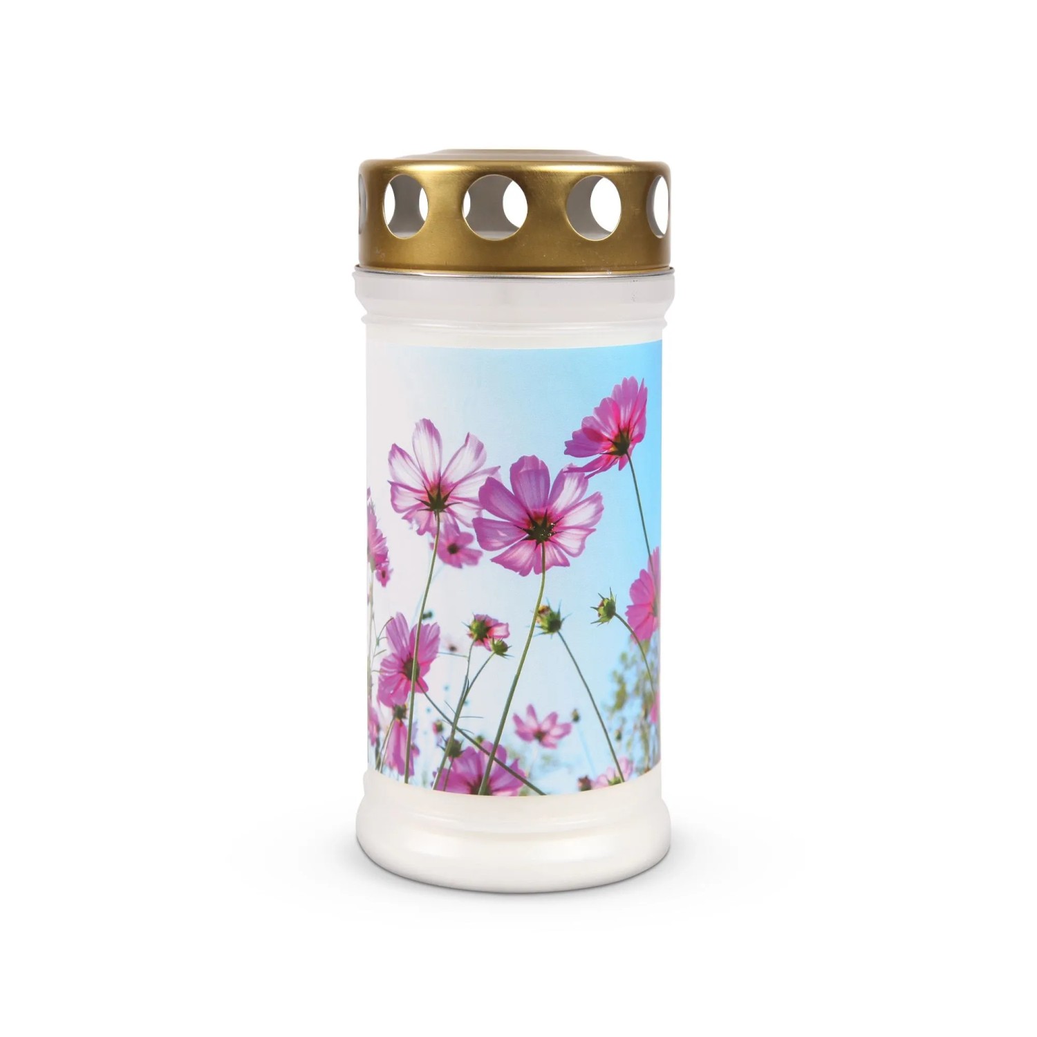 HS Candle Grabkerze 72h Brenndauer Kosmosblume Lila