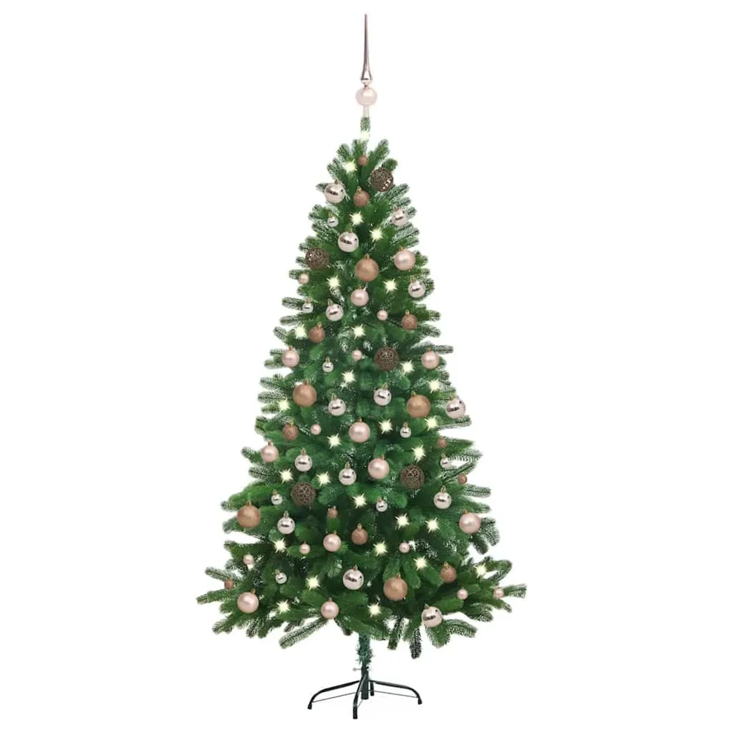 vidaXL Künstlicher Weihnachtsbaum mit Beleuchtung & Kugeln 150 cm Grün 3077640