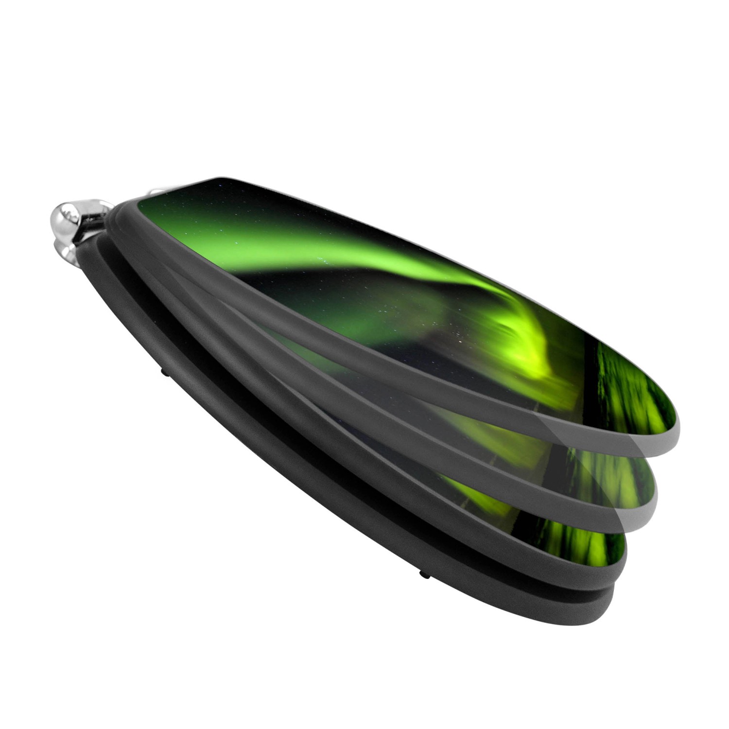 Anthrazitfarbener Banjado WC-Sitz mit Absenkautomatik und Wetterleuchten-Motiv.