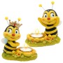 2er Set Deko Bienenfiguren mit Teelichthalter, Gartendeko aus Keramik.