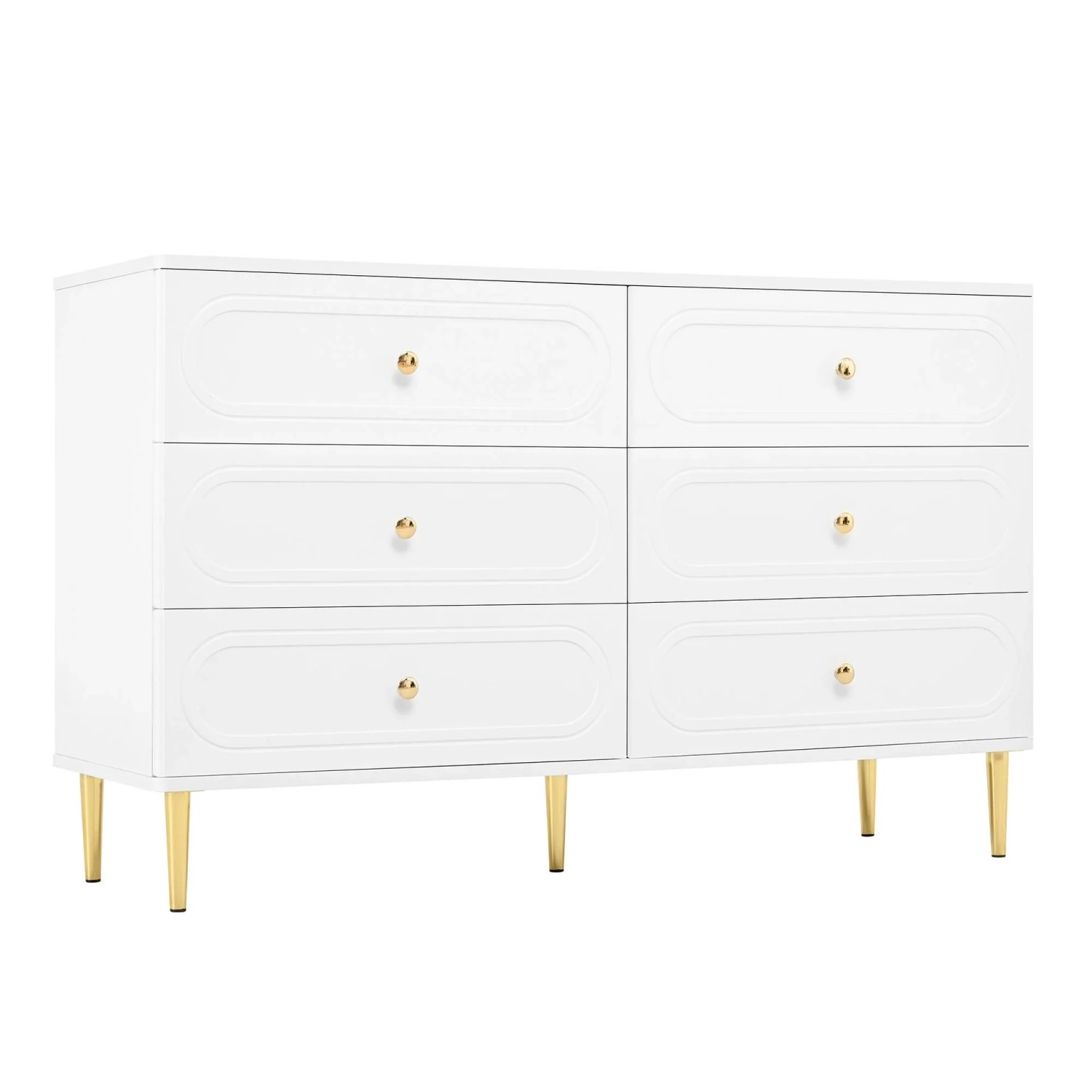 Merax Sideboard Oval Design Metallfüße 6 Schubladen