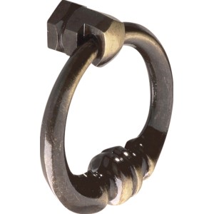 Möbelknopf 564 in Altmessing brüniert, Ringform, aus Metall.