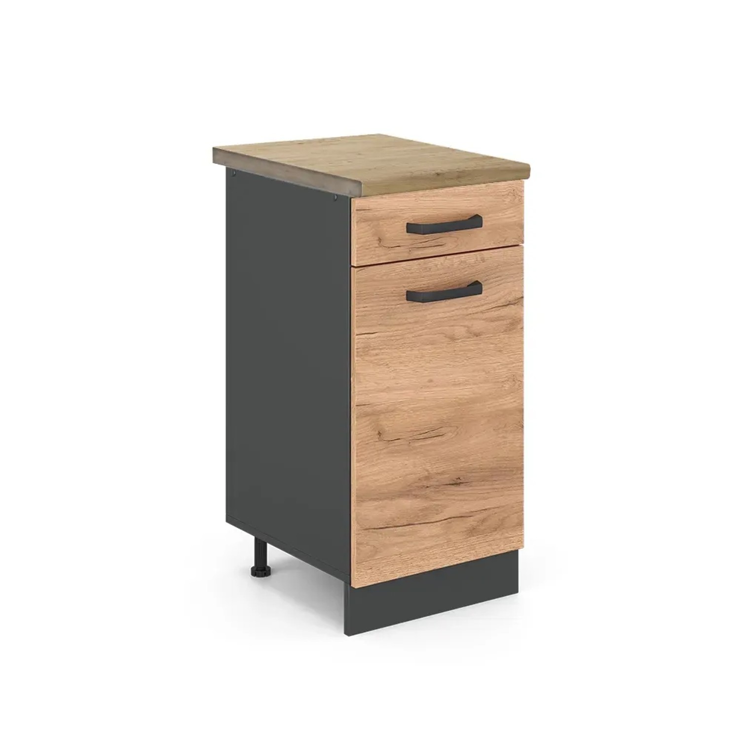 Vicco Küchenunterschrank R-Line Goldkraft Eiche/Anthrazit 40 cm AP Eiche mit Anthrazit Korpus