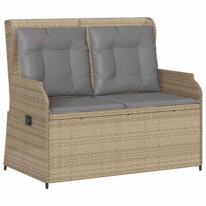 vidaXL Gartenbank mit Kissen Beige Poly Rattan 3394461