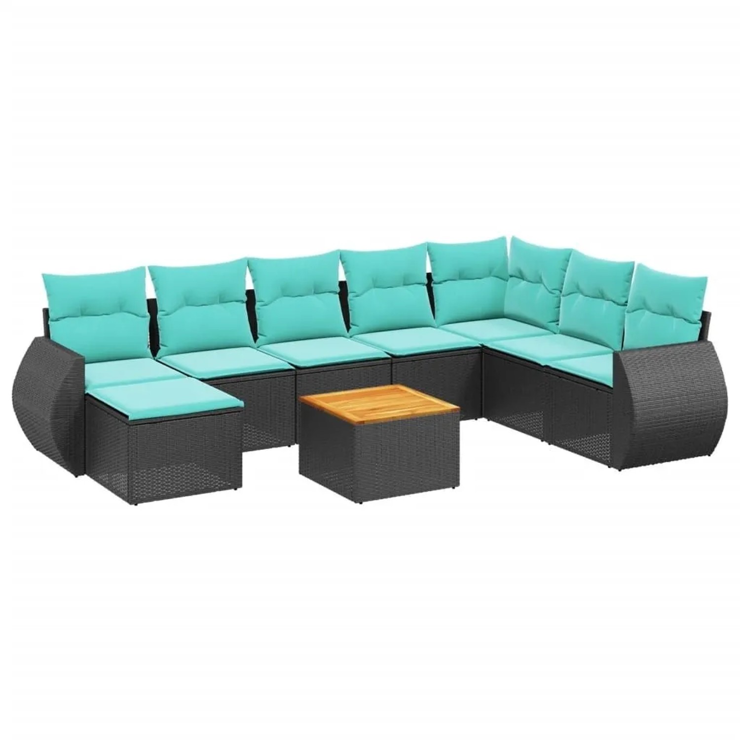 vidaXL 9-Tlg Gartensofa-Set mit Kissen Schwarz Polyrattan 3225140 günstig online kaufen