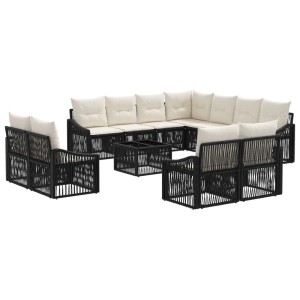 vidaXL Gartensofa-set 12 Stk Schwarz Poly-Rattan 3436177