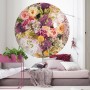 Selbstklebende Vliesfototapete Dot Frescas (Ø 125cm) mit Blumenmuster im Schlafzimmer.