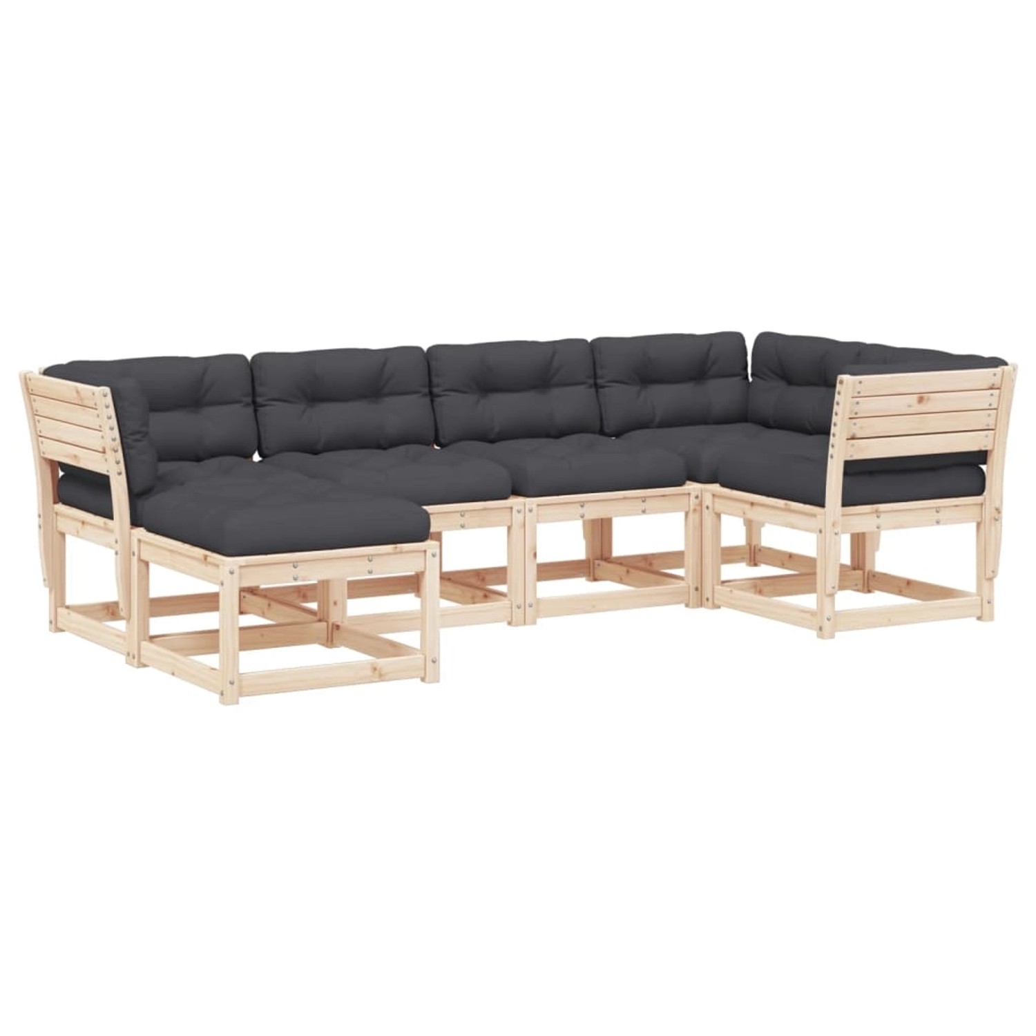 vidaXL 6-tlg Garten-Sofagarnitur mit Kissen Massivholz Kiefer Modell 2 günstig online kaufen