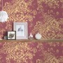 Bricoflor Vliestapete mit floralem Muster in Rot und Gold für Wohn- und Esszimmer.