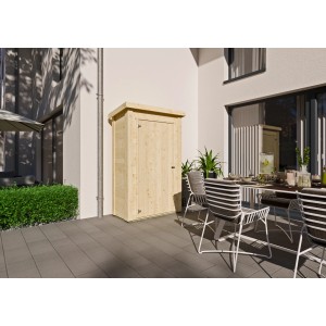 Kiehn-Holz Gerätehaus KH 16-010 aus unbehandelter Fichte, 120x60 cm, im Garten.