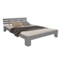 Graues Holzbett 120x200 cm mit Lattenrost und Matratze von Homestyle4u.