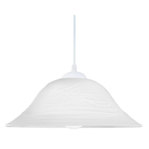 Weiße Eglo Pendelleuchte Albany mit alabasterfarbenem Glasschirm.