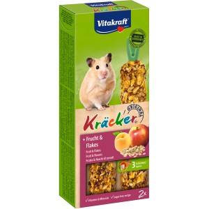 Vitakraft Kräcker Frucht & Flakes für Hamster, 2 Stück. Nager-Ergänzungsfutter mit Getreide und Früchten.