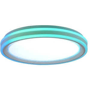 Weiße LED-Deckenleuchte Spheric von Just Light mit CCT und RGB Funktion, Durchmesser 48,5 cm.