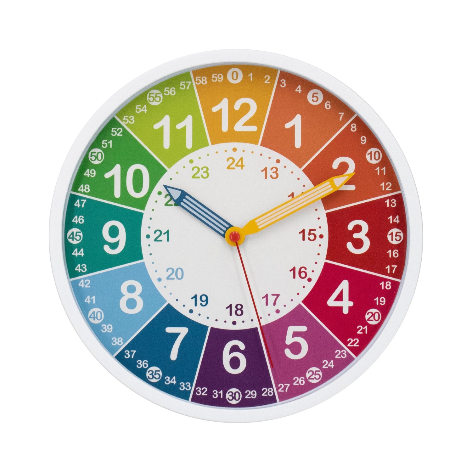 Wall-Art Wanduhr Regenbogen Buntes Lernzifferblatt Ø 25 cm