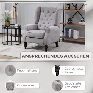 HOMCOM Einzelsessel Akzentsessel mit Tufting Holzfüße