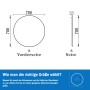 Skizze: Aica Sanitär Badspiegel rund, 70 cm Durchmesser, Seitenansicht mit Maßangaben.