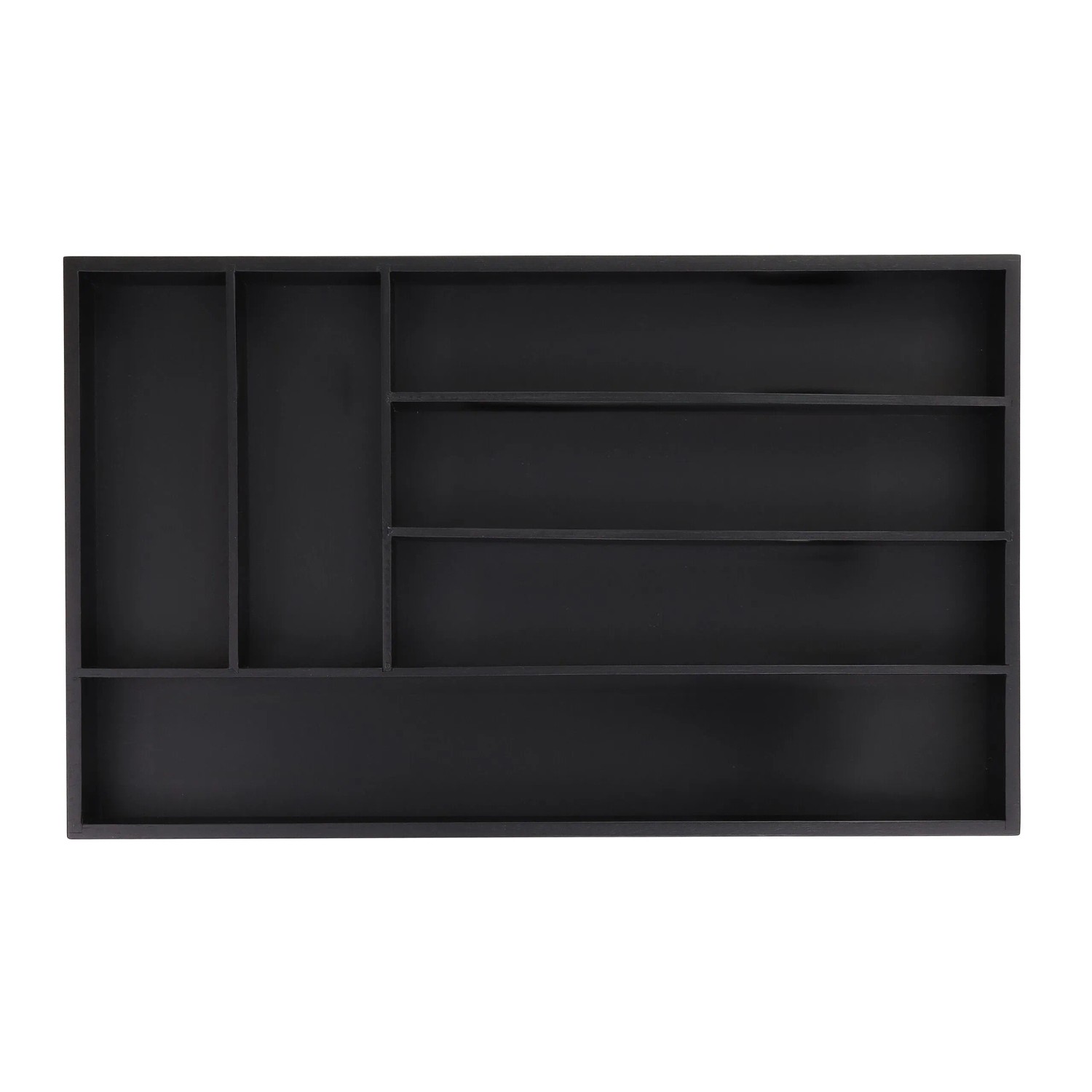 Relaxdays Besteckkasten Bambus Schwarz 6 Fächer 46 cm x 28 cm x 5 cm