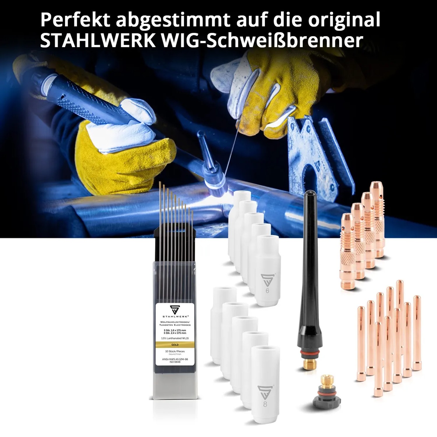 STAHLWERK WP26 WIG Verschleißteile Set, 36-teilig. Zubehör für WIG Schweißbrenner.