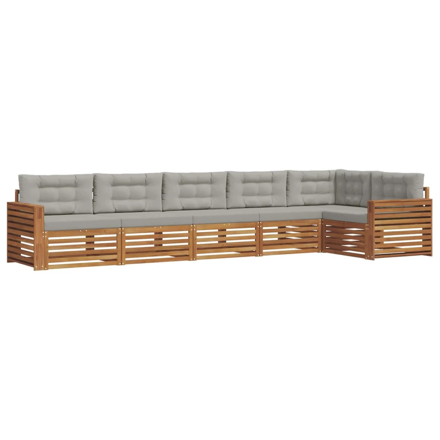 vidaXL Outdoor-Sofagarnitur mit Kissen 19-Tlg Natur und Hellgrau 3373546