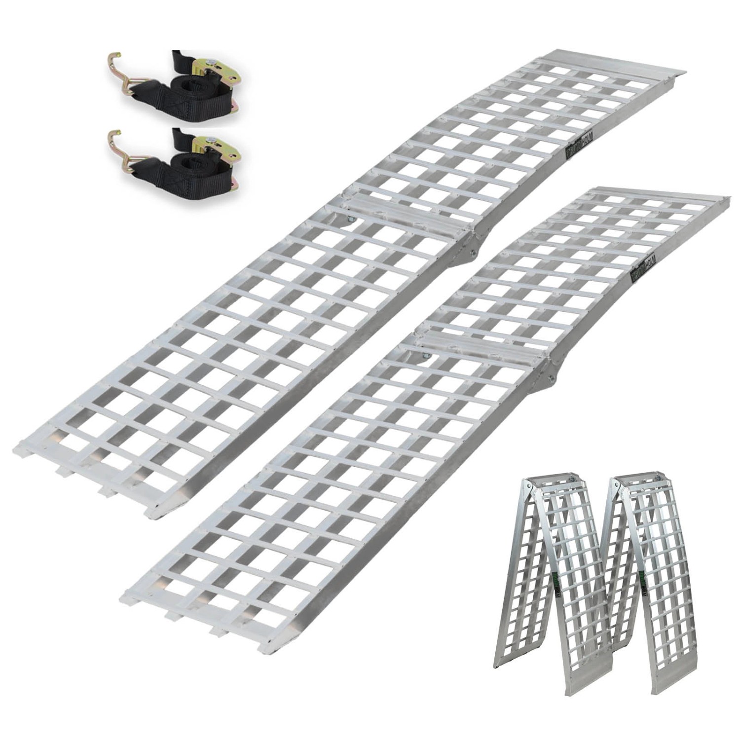 TRUTZHOLM 2 x Auffahrrampen 230 cm 1360 kg Traglast Klappbar Grau