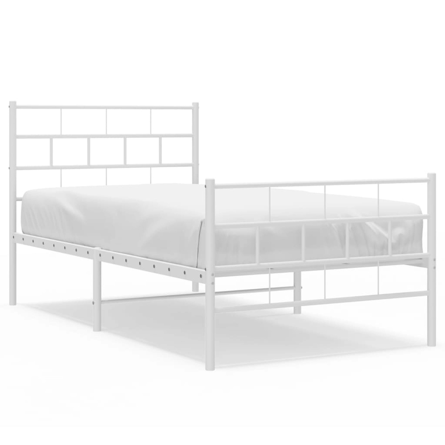 vidaXL Bettgestell mit Kopf- und Fußteil Metall Weiß 100x200 cm Modell 8189 günstig online kaufen