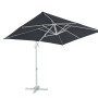 Grauer AXI Ampelschirm 300x200 cm mit Handöffner und weißem Gestell.