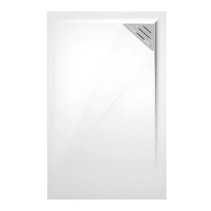 Mirlo Mineralguss Duschwanne Extra Flach Trinity Weiß Ablaufschutz Chrom Ablauf Rechtsbündig 70x160cm