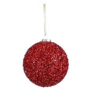 Rote, glitzernde House of Seasons Weihnachtskugel, unzerbrechlich, Ø 8 cm.