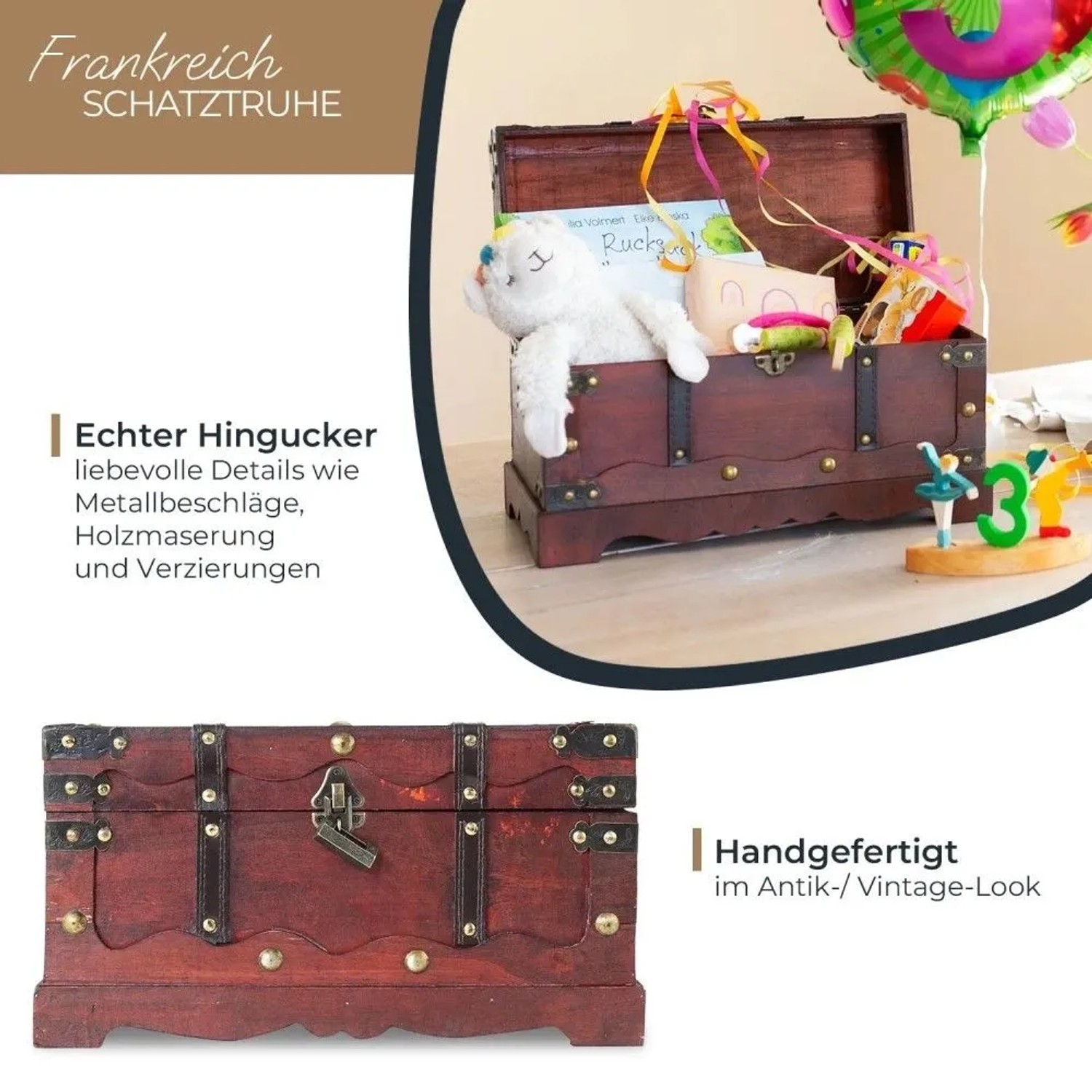 HMF Holztruhe antik 6400-140 40 x 19 x 22 cm mit Schloss kaufen bei OBI