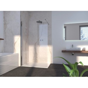 Teilgerahmte Duschabtrennung Brava Frame Walk-In, 140x200 cm, Chrom, mit Klarglas.