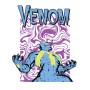 Blaues Marvel Venom Wandbild (30x40 cm) mit buntem Hintergrund.