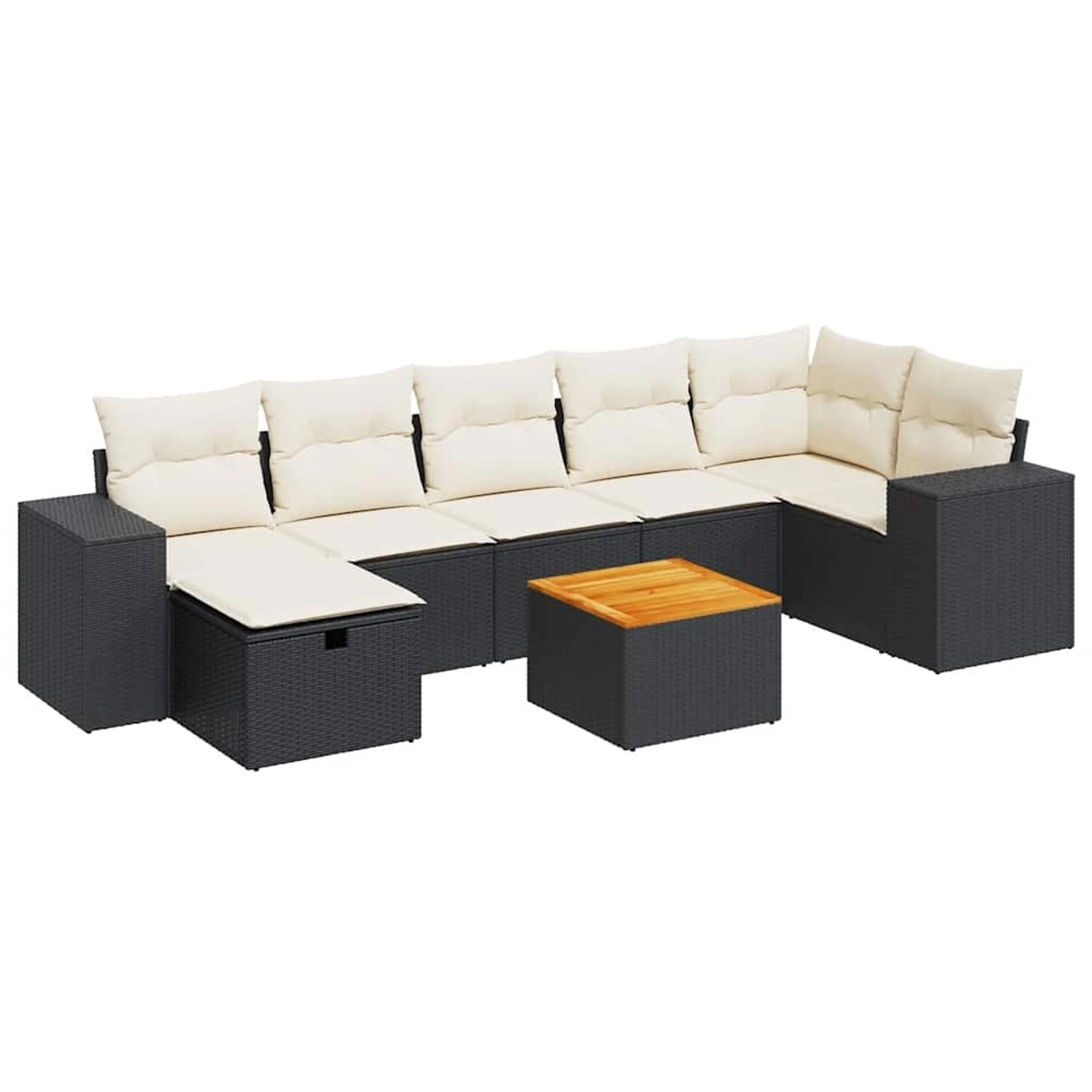 vidaXL 8-Tlg Garten-Sofagarnitur mit Kissen Schwarz Poly Rattan 3325878