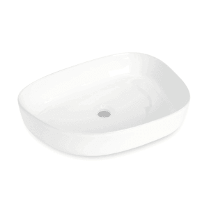 Weißes, glänzendes Keramik Aufsatzwaschbecken (55 cm) von Wohnfreuden für Bad & WC.