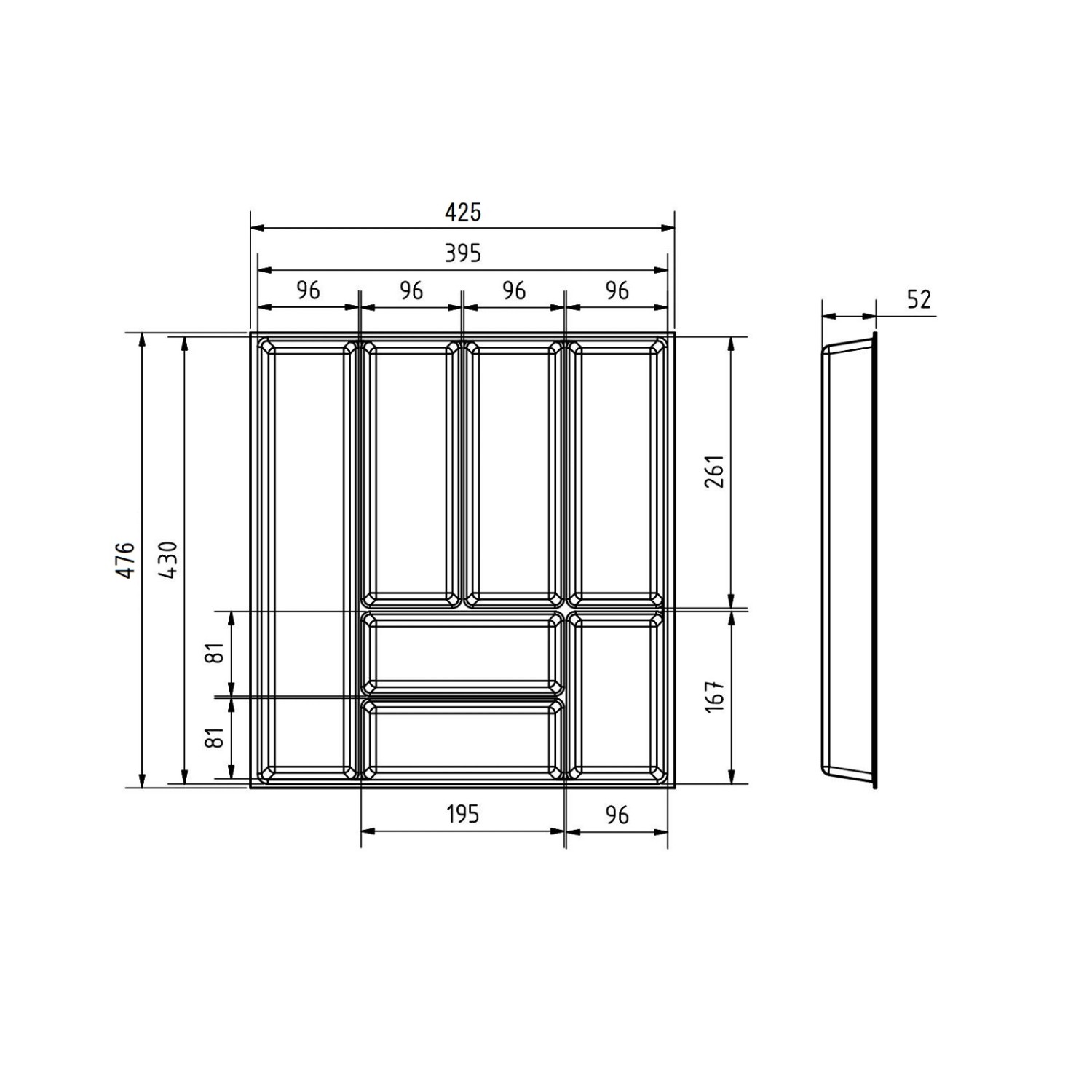 SOTECH Orga-Box Junker Slim Besteckeinsatz Höhe 52 mm Für Korpusbreite 500 mm Lavagrau Für JUNKER SLIM Schubladensystem_4