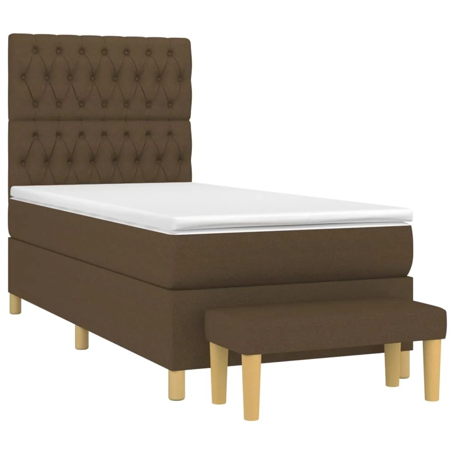 Braunes vidaXL Boxspringbett (100x200 cm) mit Matratze und Bank.