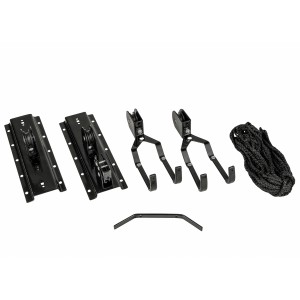 Eufab Fahrrad-Deckenlift (max. 20 kg) mit Montagematerial und Nylonseil zur Deckenbefestigung.