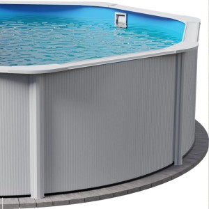 Planet Pool Stahlwandpool Rund Classic Breiter Handlauf 550 x 120cm Stahl 0,4mm Weiß Folie 0,3mm Blau Overlap