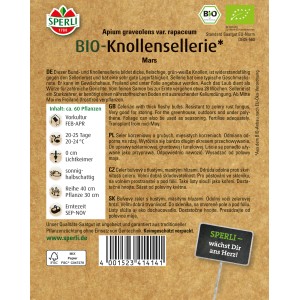 Sperli Bio Knollensellerie Samenpackung, ideal für den Gemüseanbau im Garten.