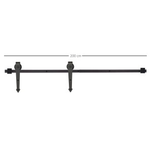 HOMCOM Schiebetür-Beschlagsatz, 200 cm, Kohlenstoffstahl, schwarz. Zubehör für Türen.