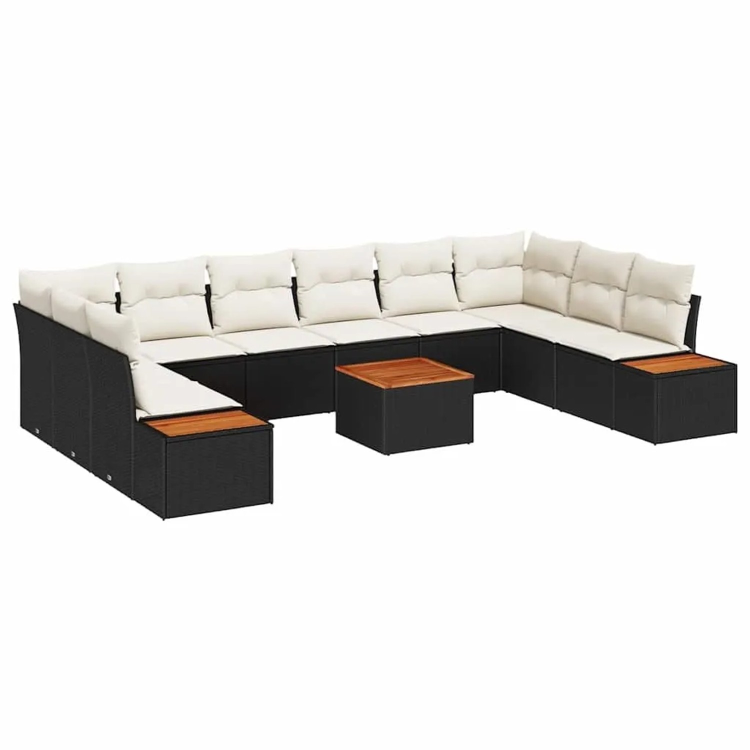 vidaXL Gartensofa-Set mit Kissen 10 Stk Schwarz und Creme Polyrattan 3356847