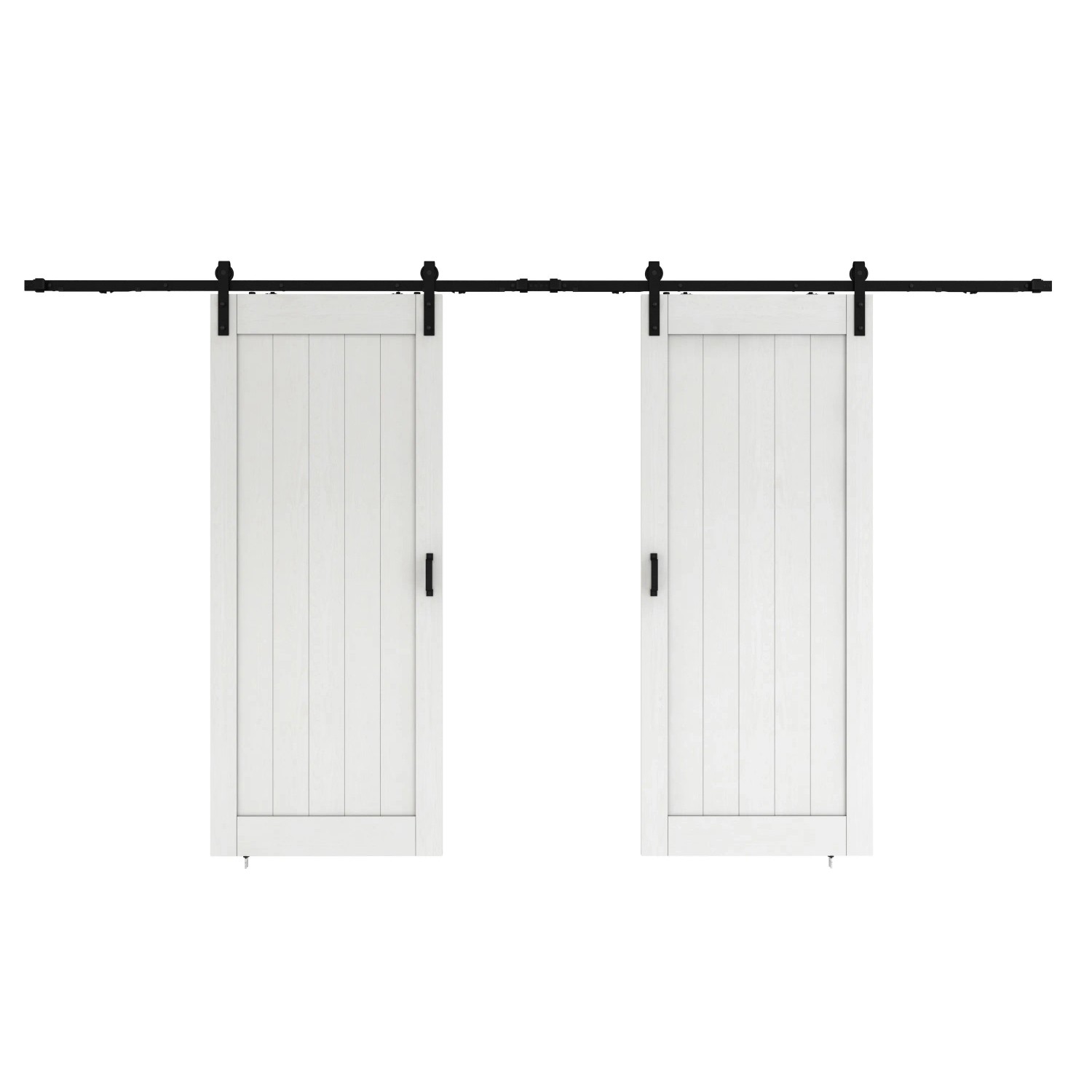 inova Holzschiebetür Weiß O 1800 x 2150 mm Komplettset Schwarz mit Bügelgriff inkl. 2Seitiger Softclose