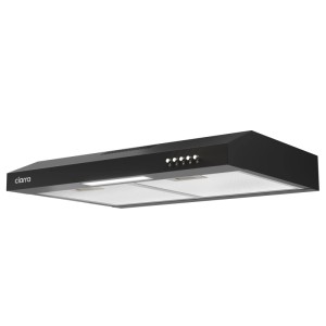 CIARRA Unterbauhaube 60cm, schwarze Dunstabzugshaube mit LED-Beleuchtung und Druckknöpfen.