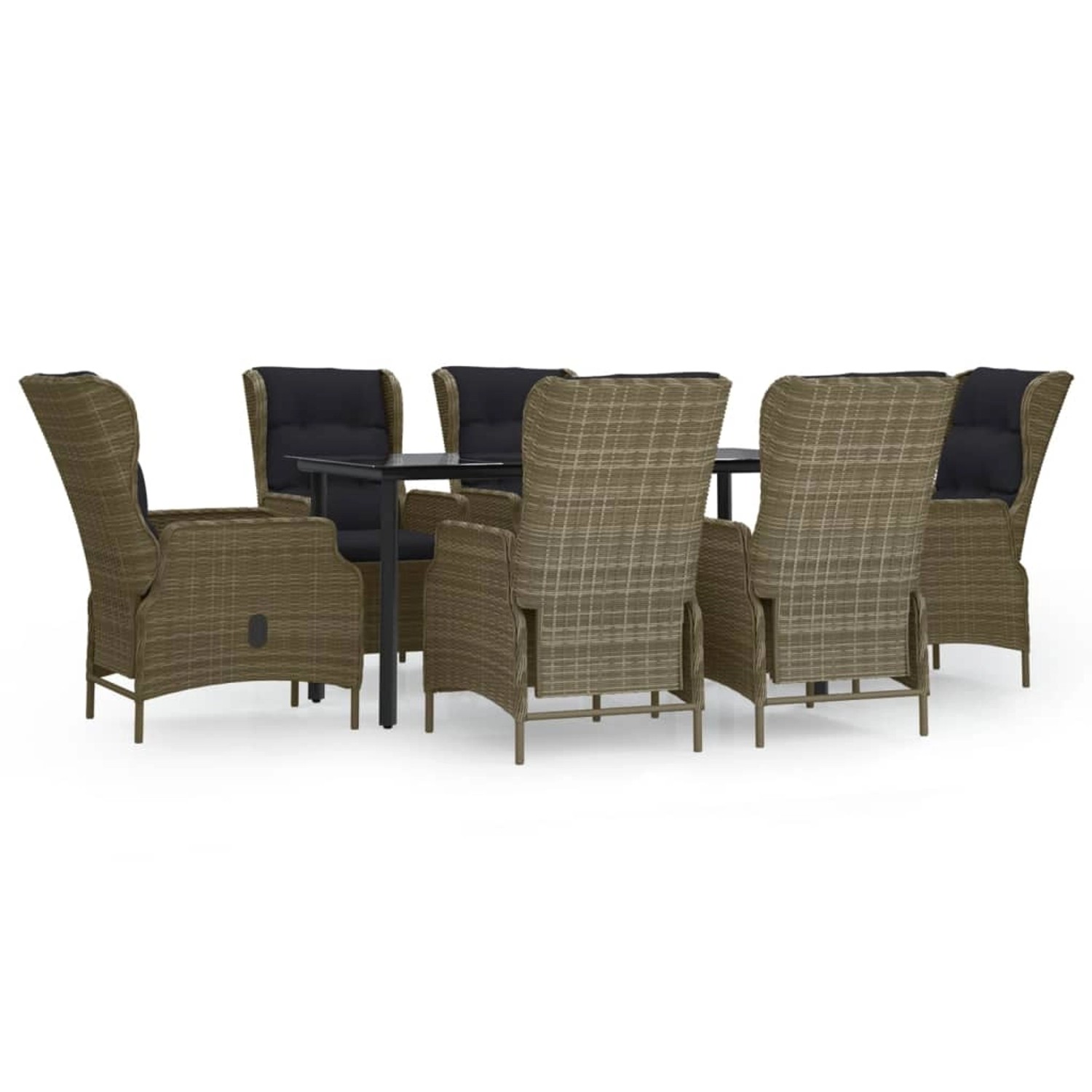 vidaXL 7-Tlg Garten-Essgruppe Braun Poly Rattan 3156799