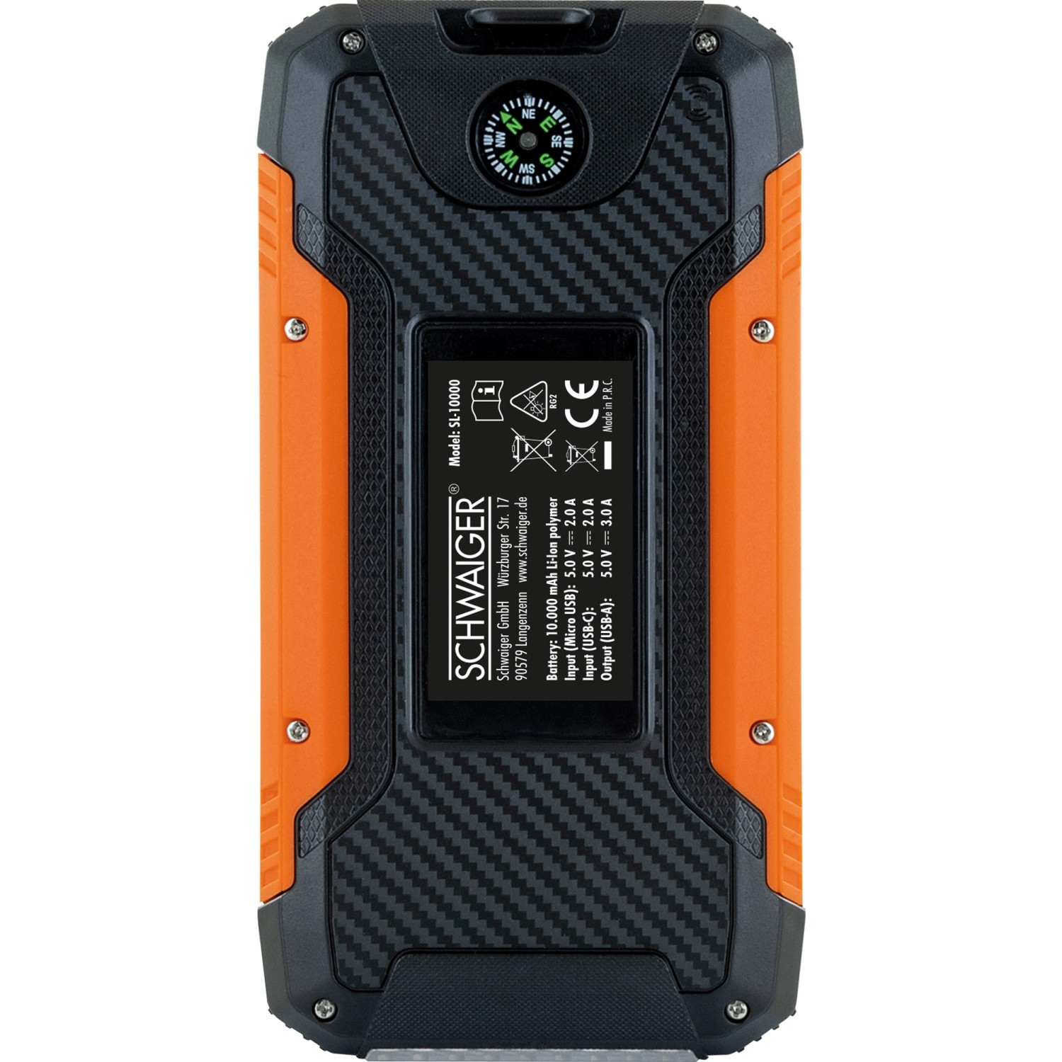 Schwaiger Solar-Powerbank mit Kompass, orange-schwarz, für Computer & Multimedia Zubehör.