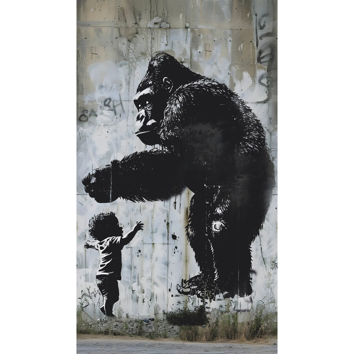A.S. Creation Fototapete Betonoptik Graffiti Gorilla 1,59 m x 2,8 m Grau FS günstig online kaufen