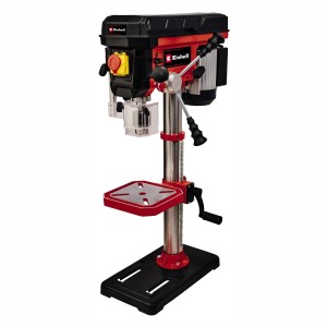 Einhell TC-BD 630/1 Säulenbohrmaschine in Rot/Schwarz mit Bohrtisch und Drehkreuz.