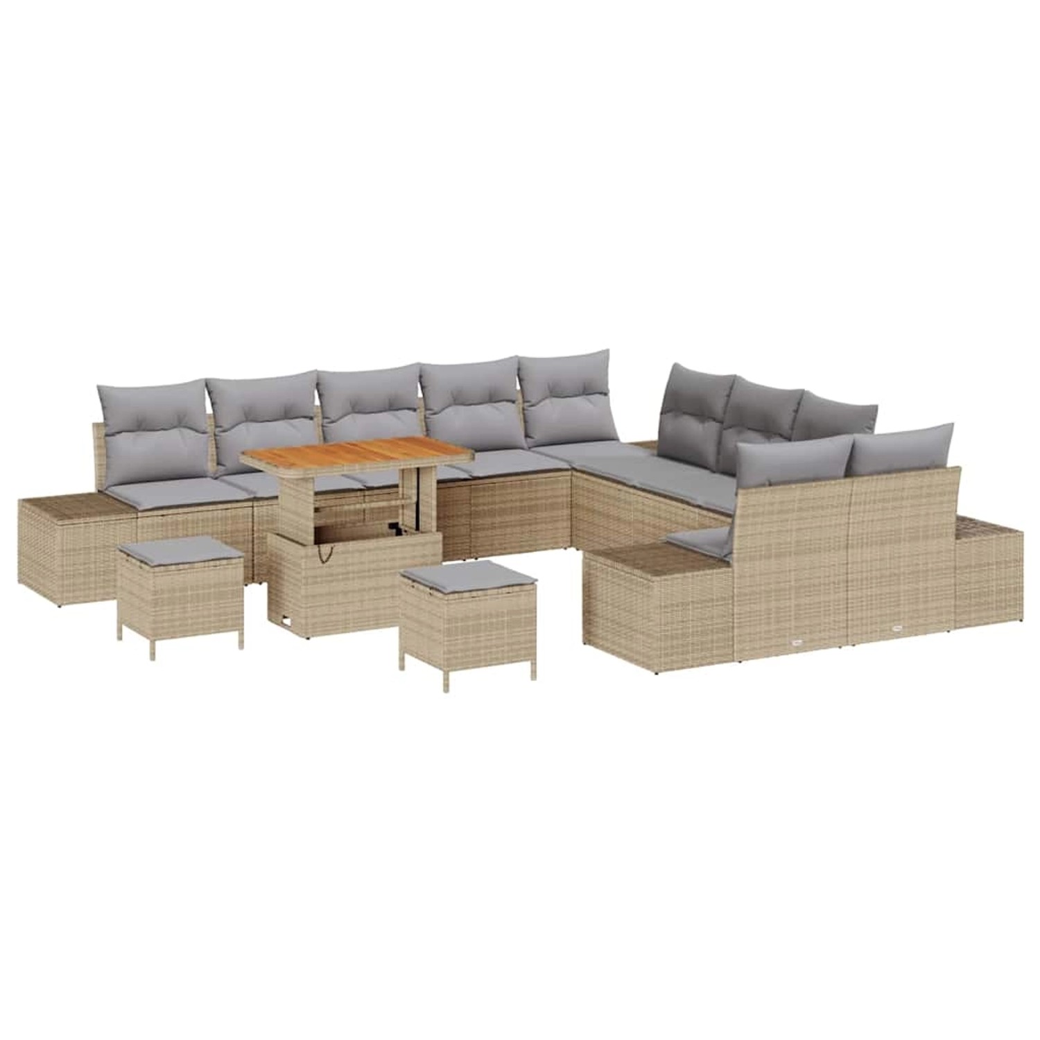 vidaXL Garten-Sofa-Set mit Kissen 13-Tlg Beige Poly Rattan 3362847 günstig online kaufen
